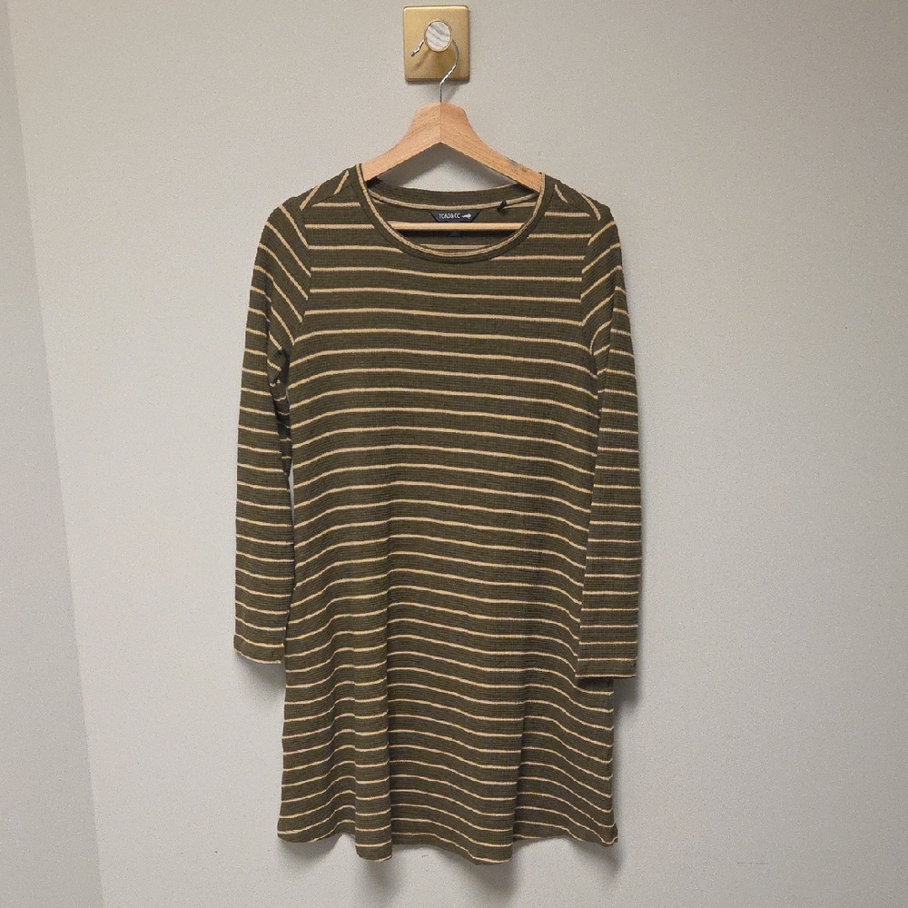 Toad&Co Green Striped Swing Dress, Women's XS, Fits Like S/M